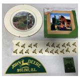 5 John Deere Items-Patches/Plate/Trivet/Magnet