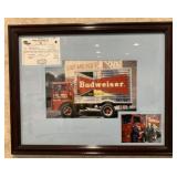 Framed Budweiser Truck Photo and Sales Receipt