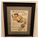 Framed Budweiser Advertising