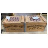 2 Anheuser Busch Wooden Boxes and Checkers