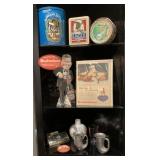 Lot 3 Eagle Tin Cans, 2 Budweiser Standup Card