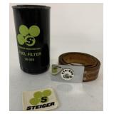 Steiger Fuel Filter, patch & belt buckle w/belt