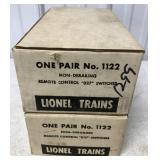 2 Lionel train switches in boxes