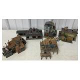 5 HO scale plastic model buildings