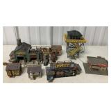 6 HO scale plastic model buildings