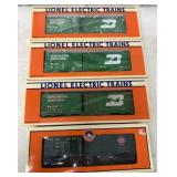 4 Lionel box cars