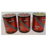3 full White Farm Equipment quart oil cans