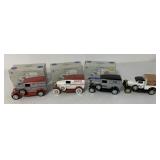 (4) die cast Model A farming adv. Banks