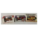 (3) die cast classic car banks advertising tractor