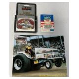 Tractor pulling cards, belt buckle & photo card