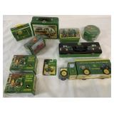 lot of John Deere tins, S&P shakers + keychain