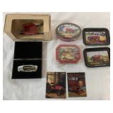 Farmall knife, tins, trays & IH toy catalogs and