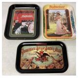 (3) Anheuser Busch/Budweiser Metal Beer Trays