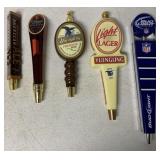 5 assorted beer tap handles