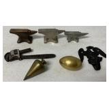 mini anvils, plumb bob, Keen Kutter wrench, etc.