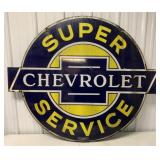 2 Sided Porcelain Chevrolet Super Service Sign