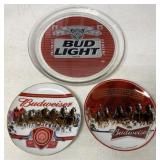 (3) Budweiser Glass Plates & Platter