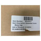 Budweiser metal sign sealed in box