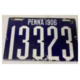 1906 Pennsylvania Porcelain License Plate