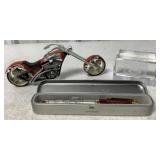 Anheuser Busch pen,  motorcycle & paperweight
