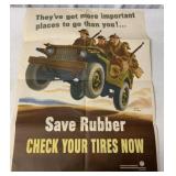 Save Rubber Check Your Tires Now WWII poster