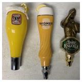 3 assorted beer tap handles