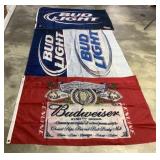 (4) Budweiser/Bud Light Nylon Flags