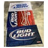 (4) Budweiser/Bud Light Nylon Flags