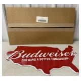Budweiser metal sign with box