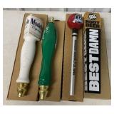 4 assorted  beer tap handles w/ boxes