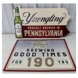 2 Yuengling metal signs