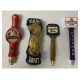 4 assorted beer tap handles