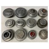 12 Vintage Lettered Grease Hubs/Hubcaps