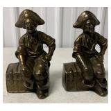 cast iron pirate on a chest bookends