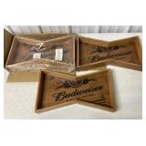 (3) Wooden Budweiser Trays