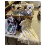 large basket of doll clothes, kids clothes + more