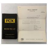 2 pcs-Fox River Tractor Co. Machine price list