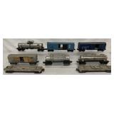 8 Lionel Train Cars-Tanker/Boxcar/Flat Cars
