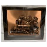 Framed 3D Copperama Locomotive by Victor