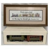 (2) Wooden Train Set & Framed Train Print