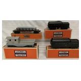 (4) Lionel pcs-Tenders/Work Caboose/Pipe Car