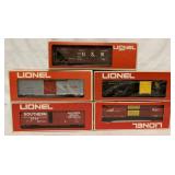 (5) Lionel pcs- Coal Car/Box Cars/Cattle Car