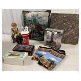 9 Various Train Items - Pillow, Puzzle, VHS, Tin