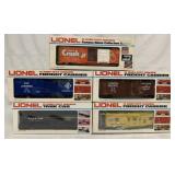 (5) Lionel pcs-Box Cars/Caboose/Tank CAr