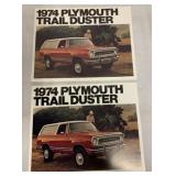 15+ 1974 Plymouth Trail Duster Brochures