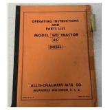 Allis-Chalmers WD 45 Operating Inst. Book