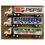 2 Pepsi and 1 Mountain Dew Winross Trucks No