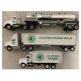 3 Clover Farms Dairy Winross Trucks No Box