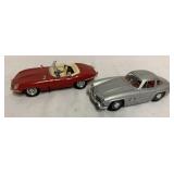 2 Die Cast Cars Mercedes 300SL and Jaguar E