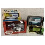 4 Die Cast Banks by Ertl and boxes-Ford, John